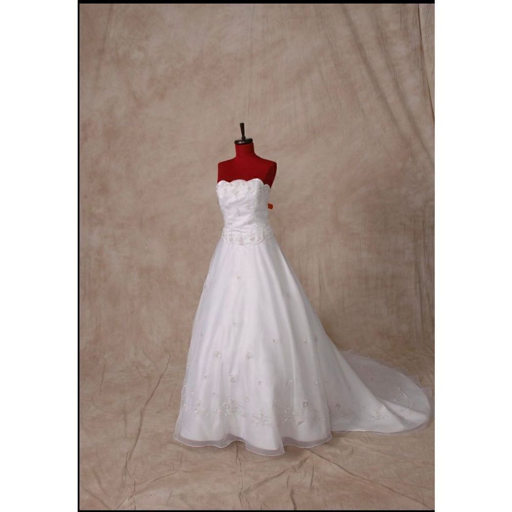 Wedding gown NWT custom made strapless w/embroidery and subtle beading